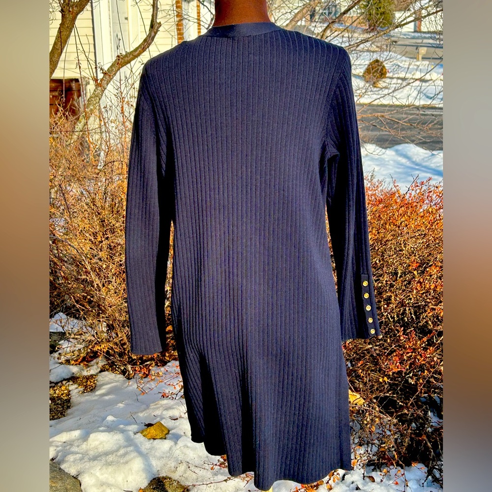 TALBOTS sMP navy ribbed long line cardigan-looks new-soft cotton/modal bld - Picture 2 of 5